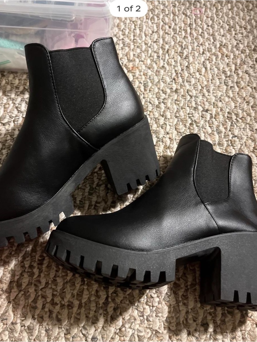 SHEIN Black Chunky Lug Heel Chelsea Boots